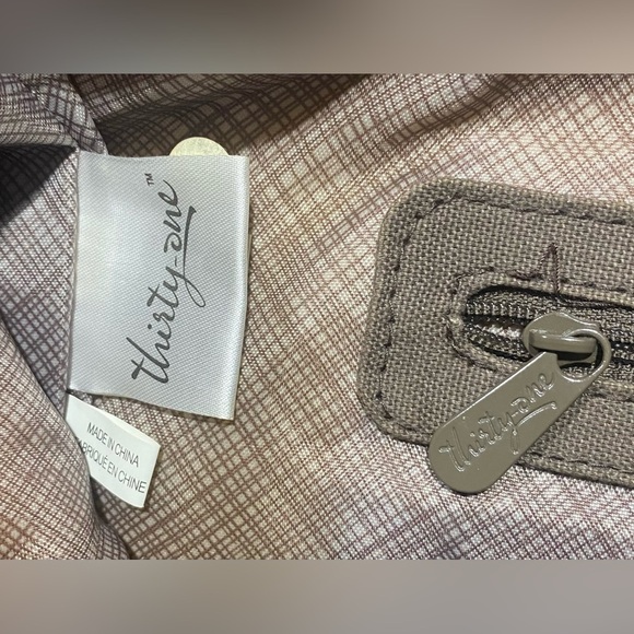 Thirty-one Tote Water Resistant Brown/Beige Textured Straw Removable Straps - Picture 13 of 13